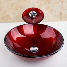 It combines a bathroom sink with practical storage space, helping to declutter everyday items, whilst utilising the space you have. Bathroom Red Round Tempered Glass Basin Set Vessel Vanity Sink Bowl Faucet Ebay