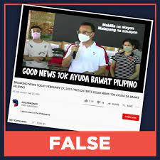 Latest news and updates all over the country from philippine information agency. False Gov T To Give P10 000 Pandemic Aid To Every Filipino