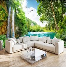 Mural 3d Forest Waterfall Wallpaper