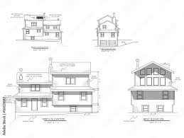 House Plans Elevation View Stock Vector