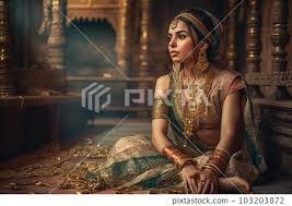 indian princess in saree and jewelry