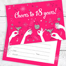 18th Birthday Party Invitations Cheers To 18 Years Ladies Pack