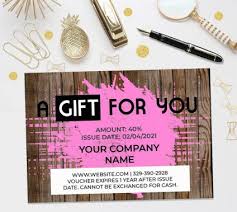 gift certificate template wood pink
