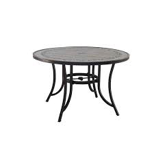 48 Patio Round Aluminum Tile Top Dining Table With Umbrella Hole Mondawe