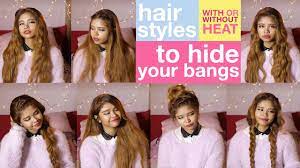 First of all, you may thin them out. Hairstyles To Hide Your Bangs How To Hide Your Bangs With Or Without Heat Youtube