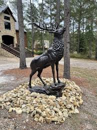 large bugling elk metal garden statue