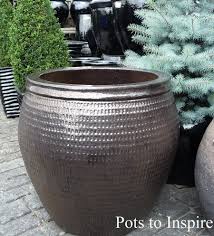 Dark Bronze Glazed Pot Collar Planter