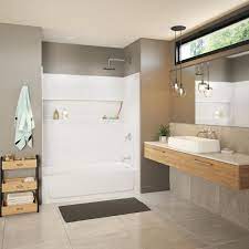 A tub and shower combo kit is a perfect solution for small bathrooms to have the ultimate functionality for families who need both a shower and bathtub. Bootz Industries Maui Nextile 30 In X 60 In X 76 5 In Standard Fit Alcove Bath And Shower Kit With Right Hand Drain In White Btz Maui R Nxt The Home Depot