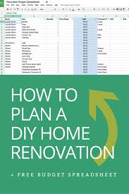 How To Plan A Diy Home Renovation Budget Spreadsheet