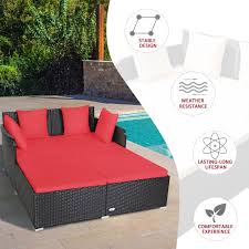 costway outdoor patio rattan daybed