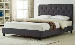 Maura Dark Grey Linen Queen Bed With