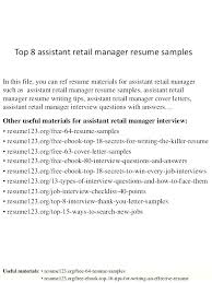 Free Sample Resume Retail Store Manager For Convenience Good Sales