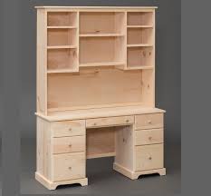 Choose from desks with a traditional real wood office hutch with computer cabinets or modern writing tables that have a butcher block top and metal base. Amish Built Shaker Pine Desk