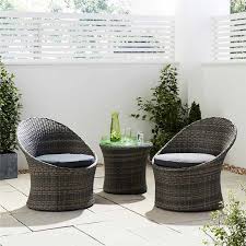 rattan effect egg bistro set 3 piece