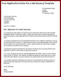 Free Sample Application Letter For A Job Vacancy Template