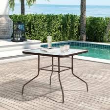 glass brown patio dining tables