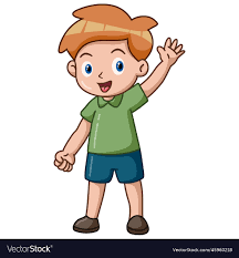 cute little boy cartoon waving hand