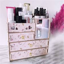 wooden makeup organizer desktop drawer