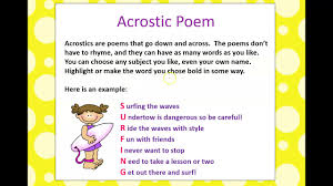 poetry acrostic you
