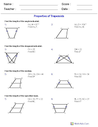 Geometry Worksheets Quadrilaterals