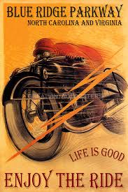 poster motorcycle riding blue ridge