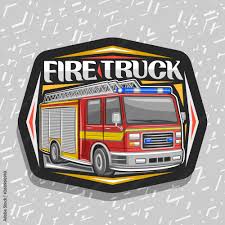 fire truck black decorative label