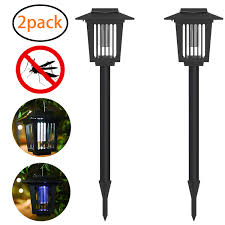 2 Pack Solar Powered Led Light Pest Bug Zapper Insect Mosquito Killer Lamp Suit For Indoor Outdoor Home Garden Porch Patio Backyard
