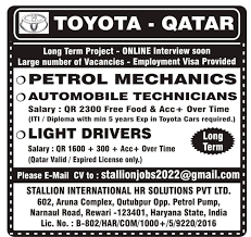 toyota qatar job vacancies urgently