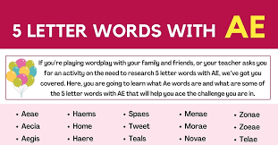 5 letter words with ae 7esl