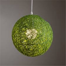 Round Concise Hand Woven Rattan Vine Ball Pendant Lampshade Light Lamp Shades Light Accessories 15cm Diameter Green