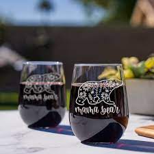 Mama Bear Wine Glass Add Custom Text