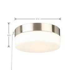 Hampton Bay 8 In 60 Watt Equivalent Brushed Nickel Integrated Led Drum Flush Mount With Pull Chain And Glass Shade Isp8011l 2 The Home Depot
