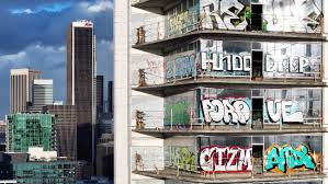 los angeles towers covered in graffiti