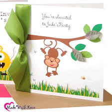 Childrens Personalised Monkey Jungle Invitations For Childrens