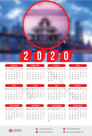 2020 Wall Calendar Design Full Year One Page Template Ai
