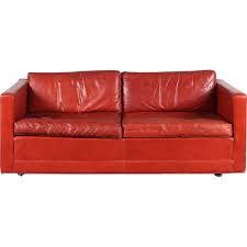 vintage red leather sofa by pierre