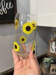 Sunflower Beer Can Glass Summer Flowers