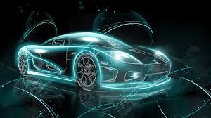 cars with neon lights wallpapers 4k