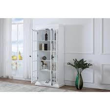 Best Master Furniture Polich Antique White Wood Storage Curio Cabinet