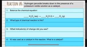 solved reaction 6 hydrogen peroxide