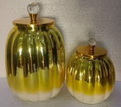Golden White Glass Jar