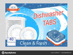 Dishwasher Detergent Tabs Realistic Illustration Plates