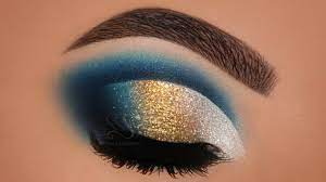 silver gold blue cut crease makeup