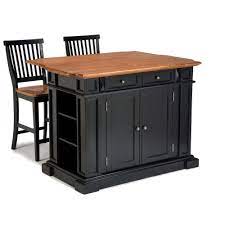 Work with your electric mixer and blenders on this table without worrying about it being too heavy. Homestyles Americana Black Kitchen Island With Seating 5003 948 The Home Depot