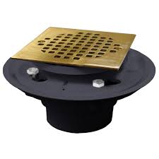 jones stephens 4 pvc shower drain floor drain with polished br cast square strainer partno d50135
