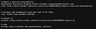 security txt file on the ny times