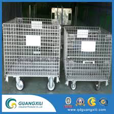Resistant to weather conditions and damage, sturdy, lockable lid, ideal for outdoor use. China Heavy Duty Galvanized Lockable Wire Metal Storage Container With Wheels China Gabion Cage