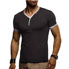 Amazon Com Mens Fashion Henleys Button Up Shirt Slim Fit