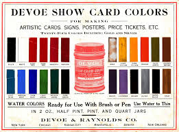 Devoe Show Card Color Chart For Traveling Salesmen Circa