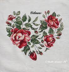 Tissu tapisserie coeur de roses , tissu jacquard velours pour coussin, sac,  ameublement, décoration - Un grand marché